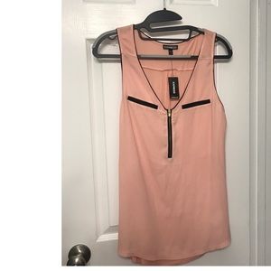 Sleeveless blush pink zipper blouse